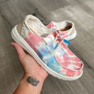 Hey Dude Dudes-Wendy Youth-Boho Mandala Tie Dye-Blue/Pink-Youth 5 Women’s 6